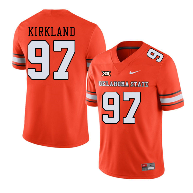 Men #97 Justin Kirkland Oklahoma State Cowboys College Football Jerseys Stitched-Alternate Orange